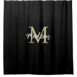Monogram Modern Black and Tan Sand Duschvorhang