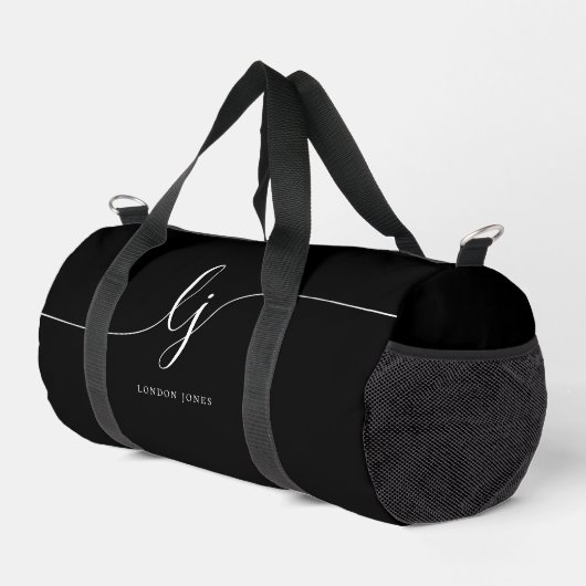 Monogram Modern Black Calligraphy Duffle Bag (Rechte Ecke)