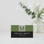 Monogram Modern Black & Deep Spring Bug Background Visitenkarte (Stehend Vorderseite)
