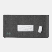 Monogram, Modern Black Denim Print Platinum Akzent Schreibtischunterlage (Tastatur & Maus)