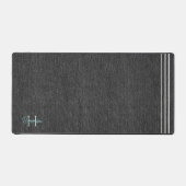 Monogram, Modern Black Denim Print Platinum Akzent Schreibtischunterlage (Vorderseite)
