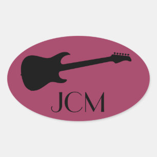 Monogram Modern Black Electric Gitarre Sangria Pin Ovaler Aufkleber