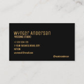 Monogram Modern Black Gold Chic Minimal Custom Visitenkarte (Rückseite)