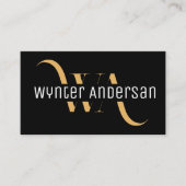 Monogram Modern Black Gold Chic Minimal Custom Visitenkarte (Vorderseite)