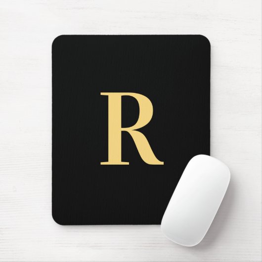 Monogram Modern Black Gold Mousepad (Mit Mouse)