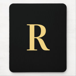 Monogram Modern Black Gold Mousepad