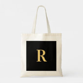 Monogram Modern Black Gold Tragetasche (Rückseite)