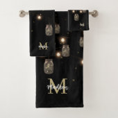 Monogram Modern Black Mason Jar Lights Badhandtuch Set (Insitu)