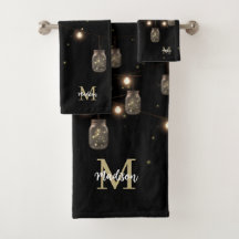 Monogram Modern Black Mason Jar Lights