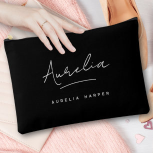 Monogram Modern Black Script Name Trendy Signature Zubehörtasche