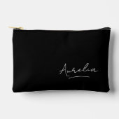 Monogram Modern Black Script Signature Name Trendy Zubehörtasche (Vorderseite)