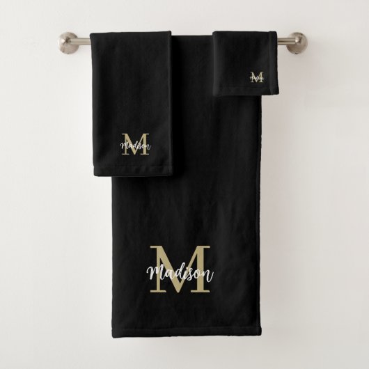 Monogram Modern Black Tan Sand Badhandtuch Set (Insitu)