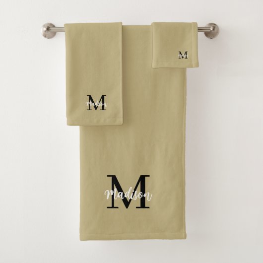 Monogram Modern Black Tan Sand Badhandtuch Set (Insitu)