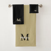 Monogram Modern Black Tan Sand Pattern Badhandtuch Set (Insitu)