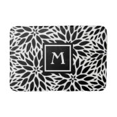Monogram, Modern Black & White Dahlias Bath Mat Badematte (Vorderseite)