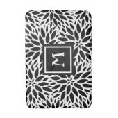 Monogram, Modern Black & White Dahlias Bath Mat Badematte (Vorderseite Vertikal)