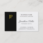 Monogram Modern Black White Gold Company schlicht Visitenkarte (Vorderseite)