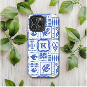 Monogram Modern Blau Weiße Abstrakte Muster Case-Mate iPhone Hülle
