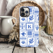 Monogram Modern Blau Weiße Abstrakte Muster Case-Mate iPhone Hülle
