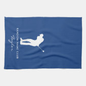 Monogram Modern Blue Club Name Geschirrtuch (Horizontal)