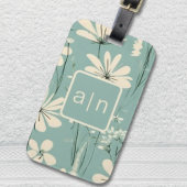 Monogram Modern Blue Floral Gepäckanhänger