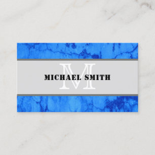 Monogram Modern Blue Grunge Hintergrund #4 Visitenkarte