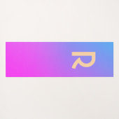 Monogram Modern Blue Hot Pink Gradient Yogamatte (Rückseite (Horizontal))