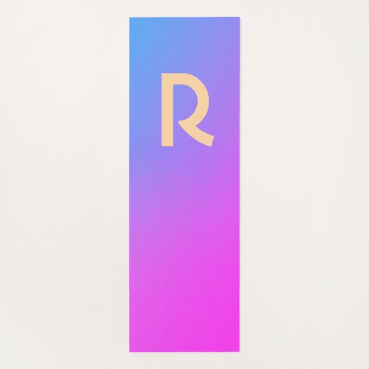 Monogram Modern Blue Hot Pink Gradient Yogamatte (Rückseite)