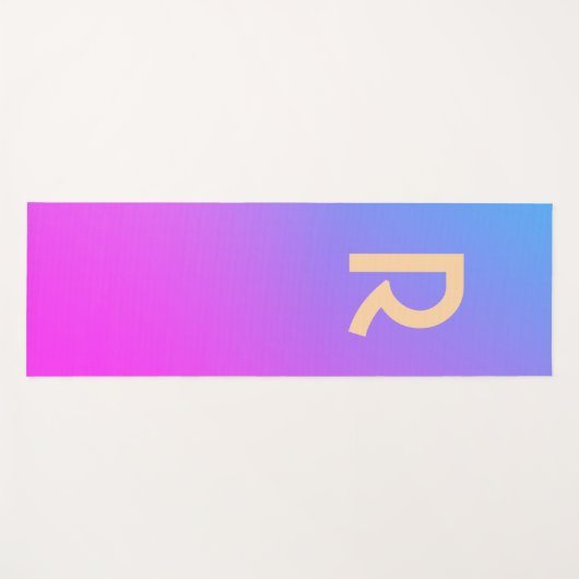 Monogram Modern Blue Hot Pink Gradient Yogamatte (Vorderseite (Horizontal))