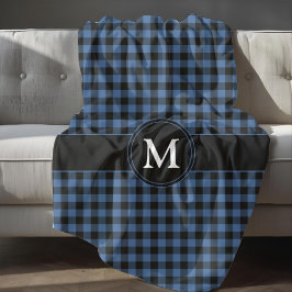 Monogram, Modern Blue Kariert Karos Fleecedecke
