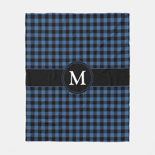 Monogram, Modern Blue Kariert Karos Fleecedecke (Vorderseite)