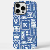 Monogram Modern Blue White Abstrakt Pattern Case-Mate iPhone Hülle (Rückseite)