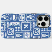 Monogram Modern Blue White Abstrakt Pattern Case-Mate iPhone Hülle (Rückseite (Horizontal))