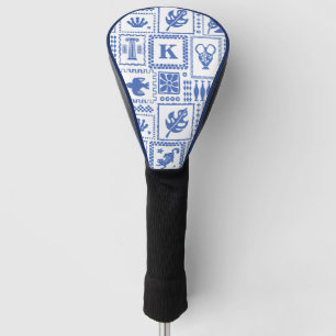 Monogram Modern Blue White Abstrakt Pattern Golf Headcover