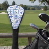 Monogram Modern Blue White Abstrakt Pattern Golf Headcover