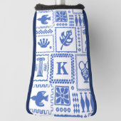 Monogram Modern Blue White Abstrakt Pattern Golf Headcover (Rotieren 90)
