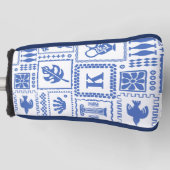 Monogram Modern Blue White Abstrakt Pattern Golf Headcover (Vorderseite)