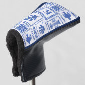 Monogram Modern Blue White Abstrakt Pattern Golf Headcover (3/4 Vorderseite)