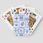 Monogram Modern Blue White Abstrakt Pattern Spielkarten (Rückseite)
