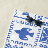 Monogram Modern Blue White Abstrakt Pattern Strandtuch (Beispiel)