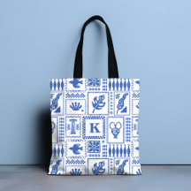 Monogram Modern Blue White Abstrakt Pattern