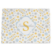 Monogram Modern Blue Yellow & Gray Gift Bag Große Geschenktüte (Vorderseite)