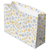 Monogram Modern Blue Yellow & Gray Gift Bag Große Geschenktüte (Rückseite Schrägansicht)