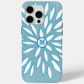 Monogram Modern Blume Aquamarin iPhone Case (Rückseite)
