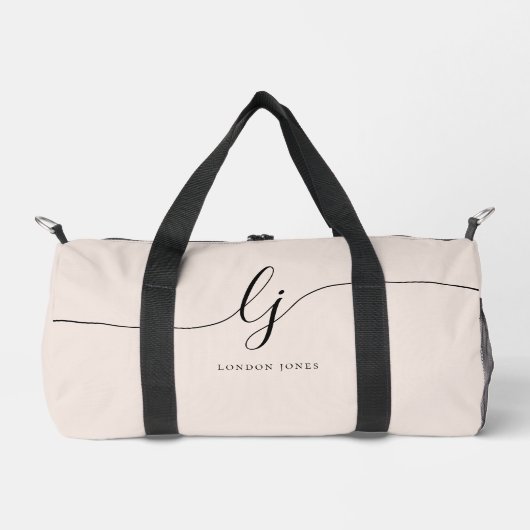 Monogram Modern Blush Pink Calligraphy Duffle Bag (Vorderseite)