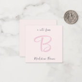 Monogram, Modern Blush Pink Minimalistisch Mitteilungskarte (Vorderseite/Rückseite Beispiel)