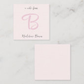 Monogram, Modern Blush Pink Minimalistisch Mitteilungskarte (Vorne/Hinten)