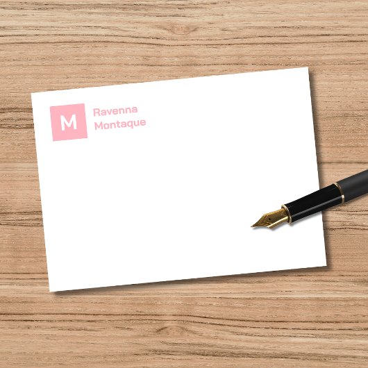 Monogram Modern Blush Pink Personalized Script  Mitteilungskarte