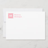 Monogram Modern Blush Pink Personalized Script Mitteilungskarte (Vorderseite)