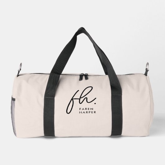 Monogram Modern Blush Pink Stilvoller Name Duffle Bag (Rückseite)